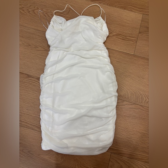 NEW Garage Morgan White Ruched Mesh Mini Dress Cami Bodycon Size M - Picture 5 of 9